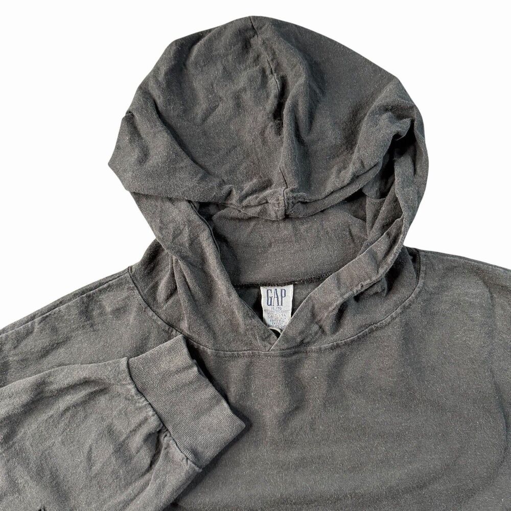 Vintage GAP Blank Hoodie Men’s XL Faded Black Heavyweight Essentials 90s USA